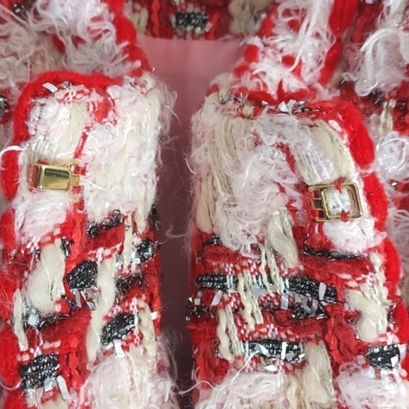 NWOT Amen Wardy Aspen Metallic Tweed Mid Length Jacket Pink Red Size FR36 - Picture 13 of 17